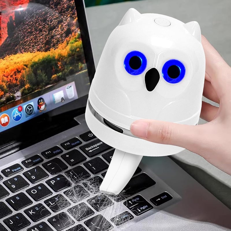 Hallocool Desk Vacuum Cleaner Mini Desktop Vacuum for Office Table Mini Vacuum Cleaner Sweeper for Cleaning Crumbs Eraser Crumbs Dust Pencil Paper Scraps Pet Hair Owl Vacuum Cordless - Image 5